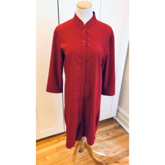 Vintage Contemporaine Red Kimono Style Shirt Dress Size 14 UK 10 US - Picture 1 of 4